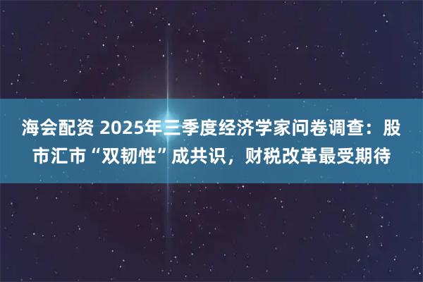 海会配资 2025年三季度经济学家问卷调查：股市汇市“双韧性”成共识，财税改革最受期待