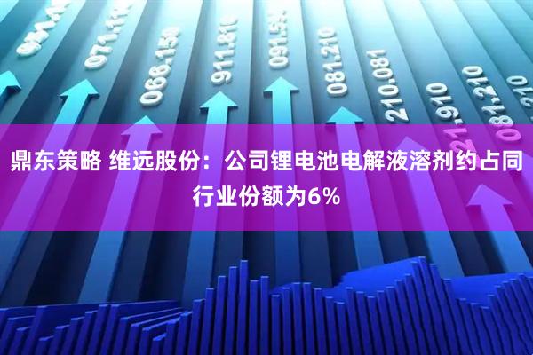 鼎东策略 维远股份：公司锂电池电解液溶剂约占同行业份额为6%
